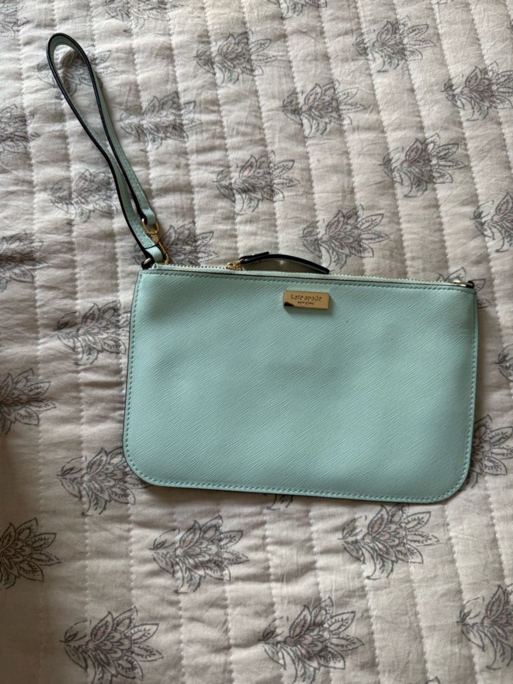 kate spade Mint Green Leather Wristlet with Gold Plate